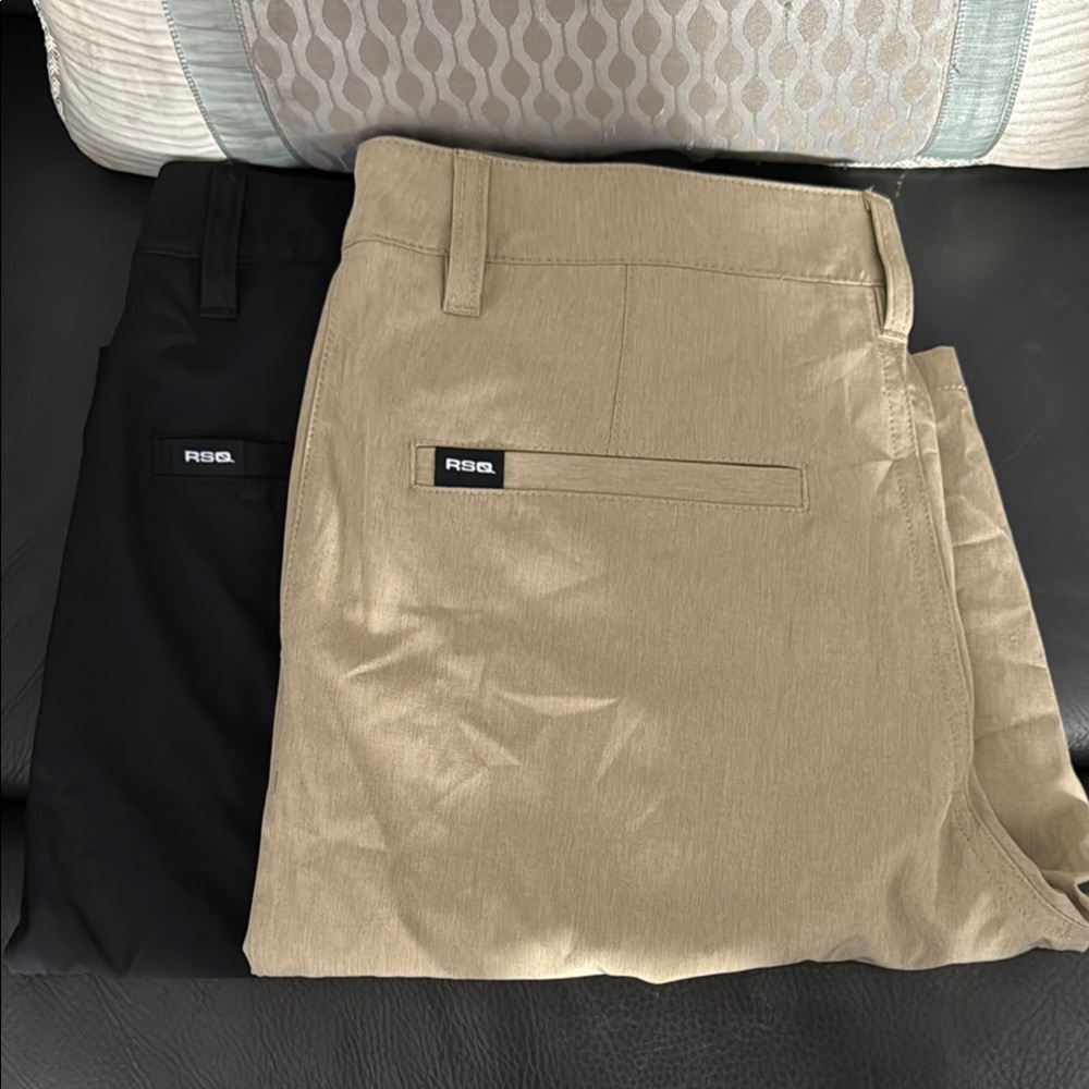2 RSQ Hybrid Shorts in Black and Tan